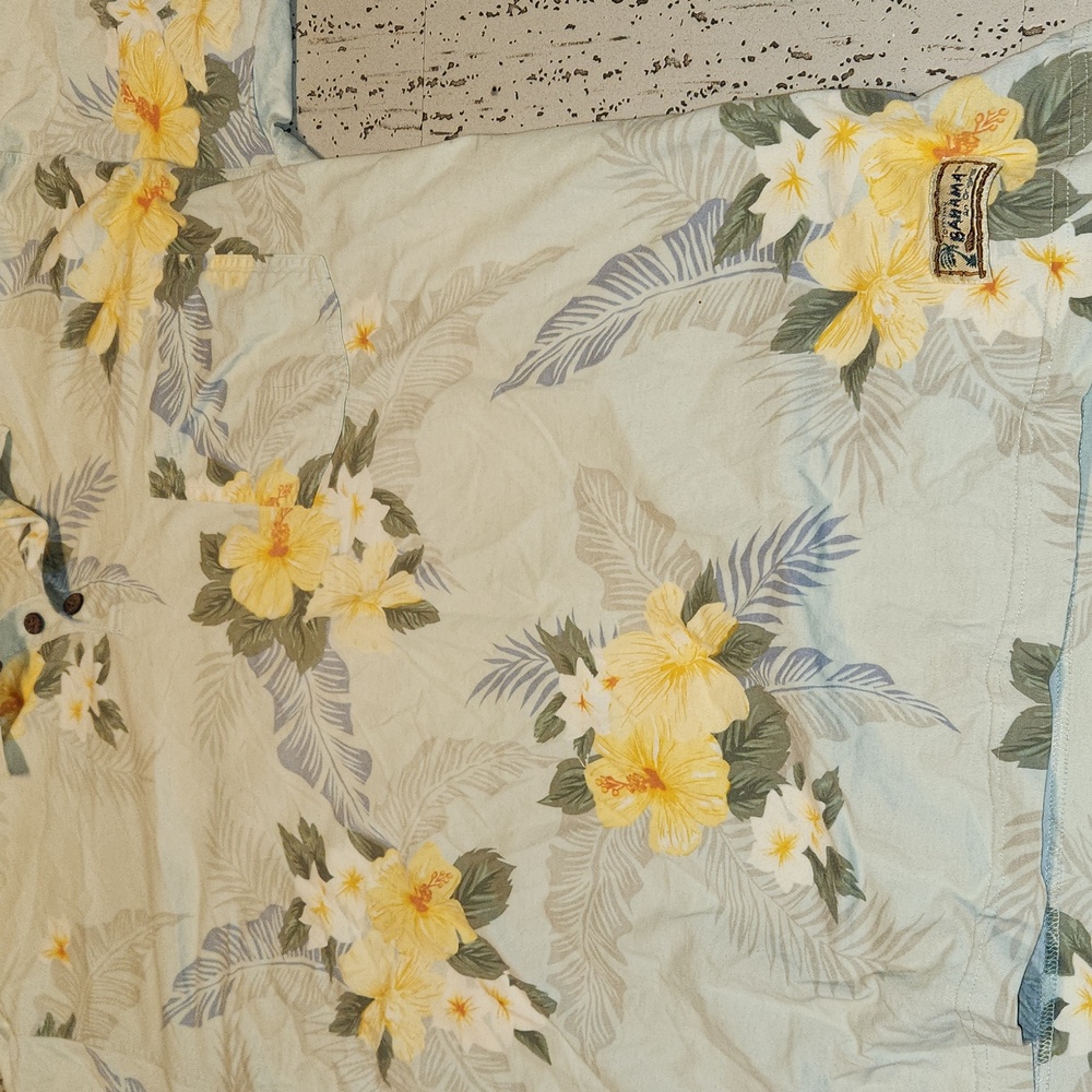 Tommy Bahama 1/4 Button Down Short Sleeve Floral Print Casual Polo Shirt Vintage - Picture 2 of 7